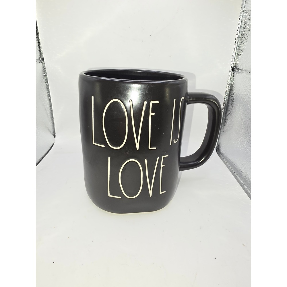 Rae Dunn Love Is Love Black Matte Ceramic Coffee Mug Pride‎ Artisan Collection